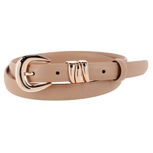 CTM Women's Skinny Leather Dress Belt with Keeper Detail